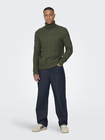 Only & Sons Sweter 'Rigge' w kolorze zielony