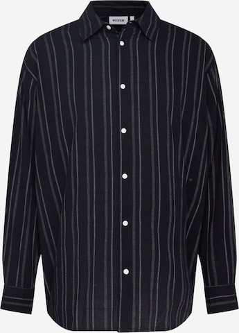 WEEKDAY Comfort fit Button Up Shirt in Black: front