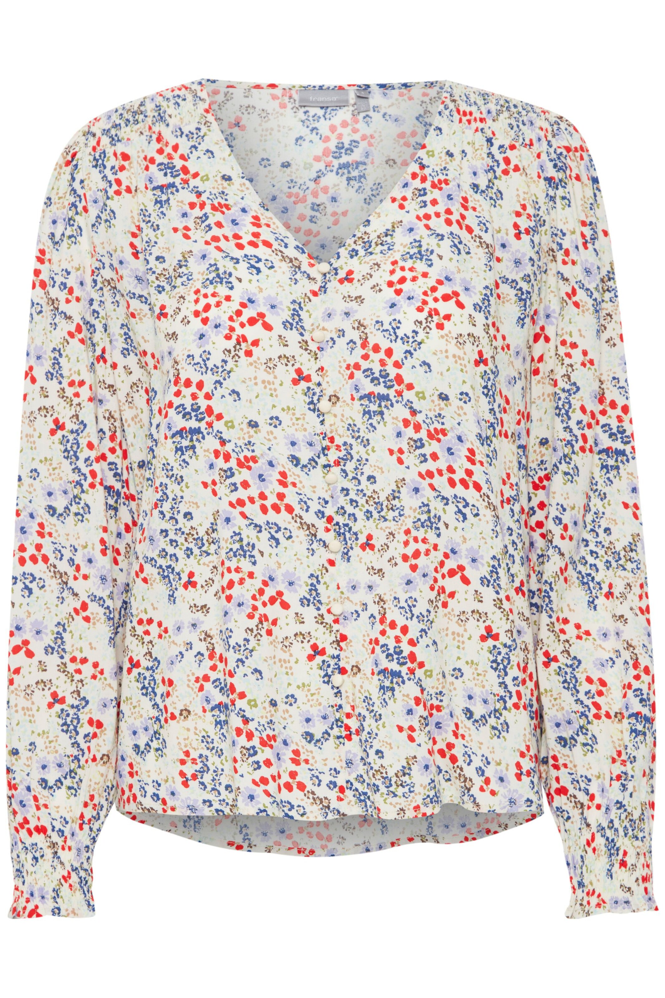 Fransa Blouse 'Flowy' in Wit: voorkant