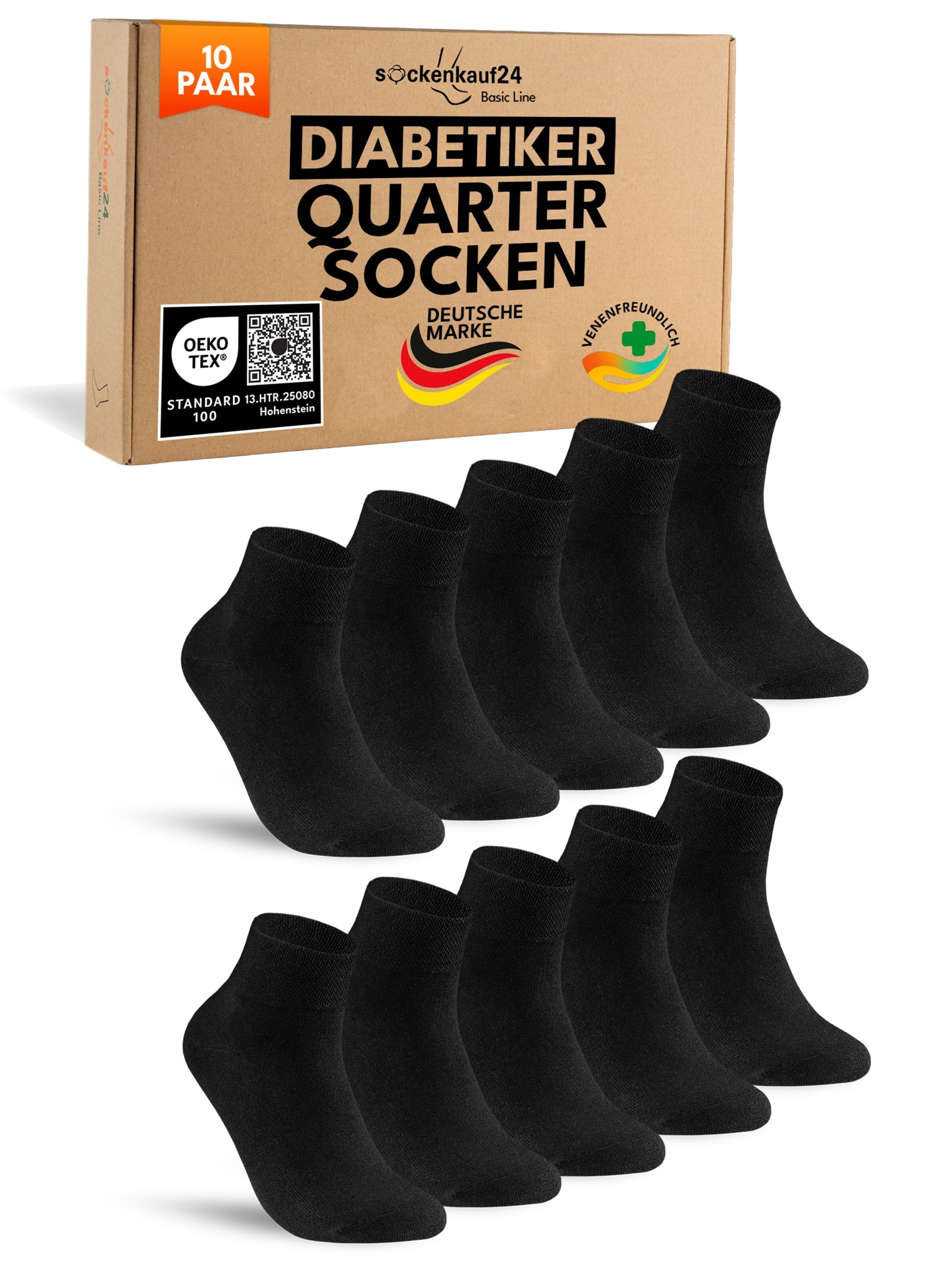 sockenkauf24 Socks 'Diabetiker Socken' in Black: front