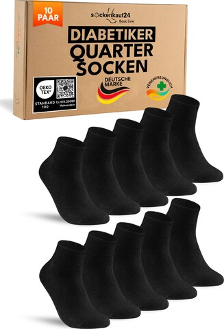 sockenkauf24 Socken 'Diabetiker Socken' in Schwarz: Vorderseite