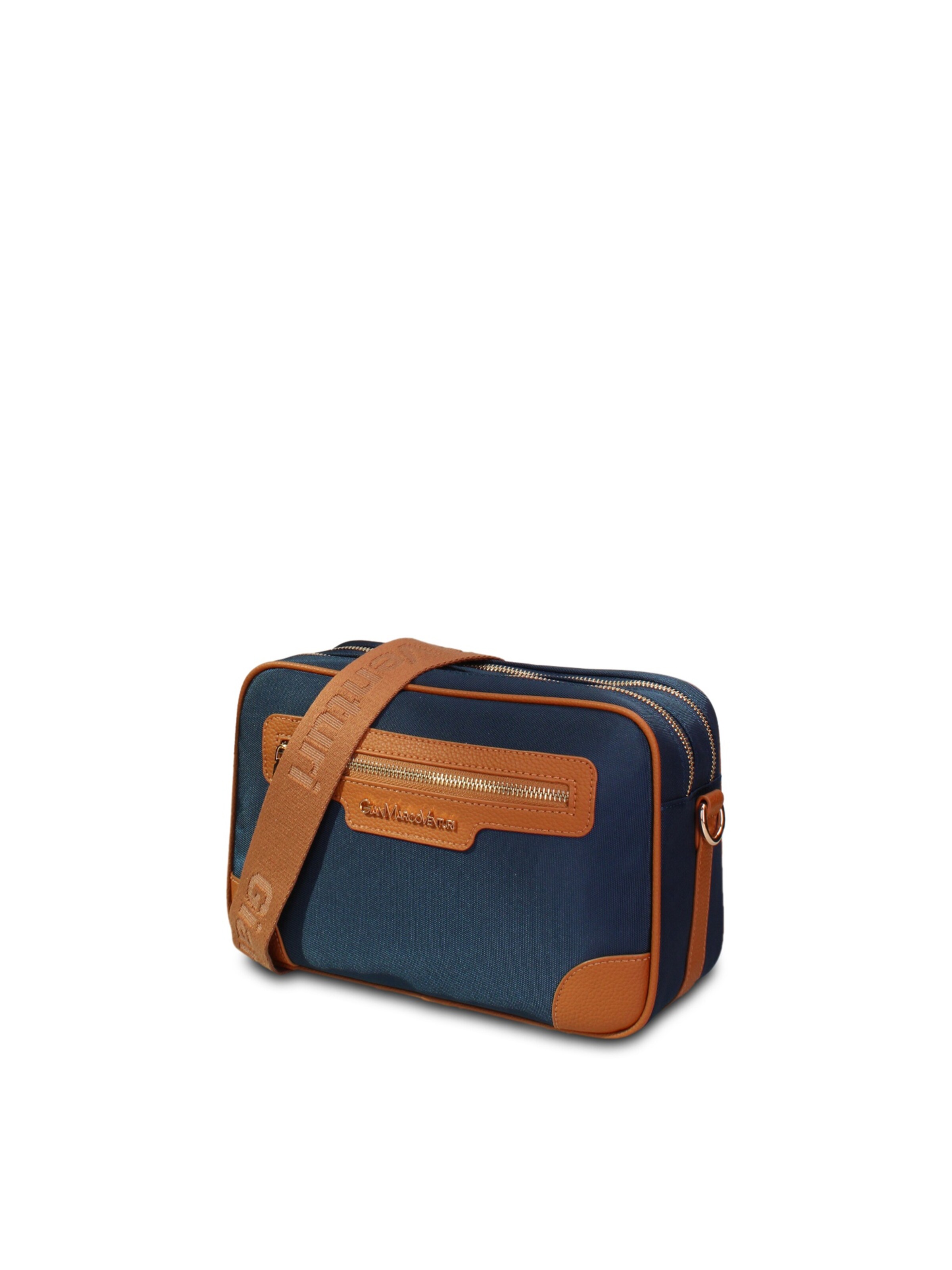Borsa a tracolla 'Borsa a Tracolla Pelle Vegana Gianmarco Venturi Nera e - Versatile Donna' di GianMarco Venturi in blu: frontale