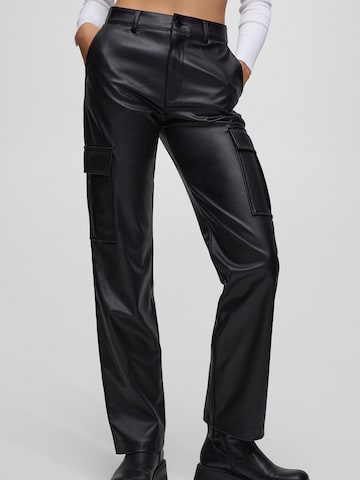 Pull&Bear Regular Cargo Pants in Black