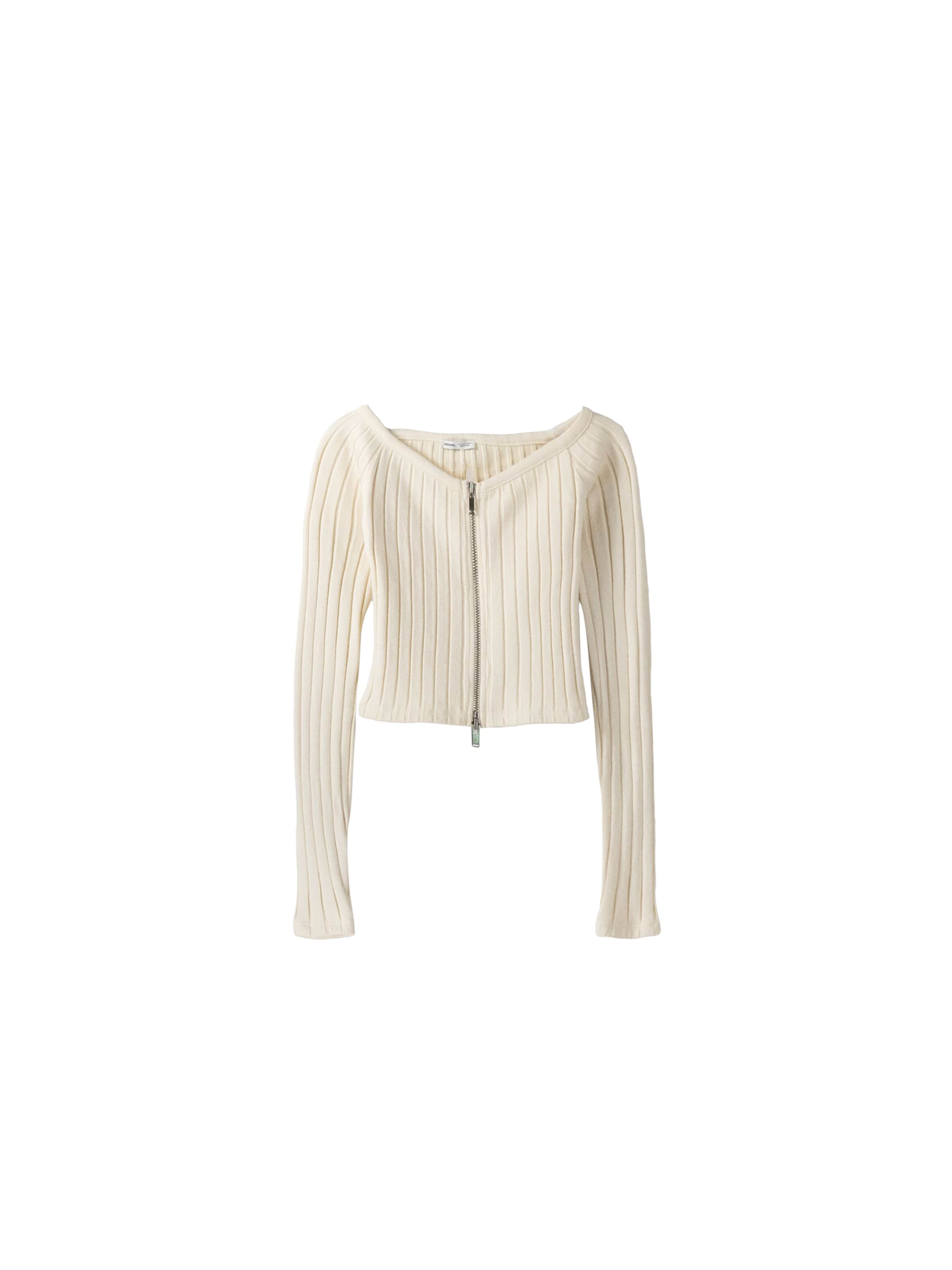 Bershka ribbed cardigan with zip hotsell