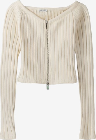 Bershka Knit cardigan in Beige: front