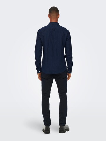 Only & Sons Regular fit Overhemd 'Tobin' in Blauw