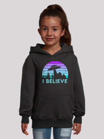 F4NT4STIC Sweatshirt 'I Believe UFO Alien Raumschiff Retro' in Black: front