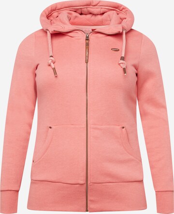 Ragwear Plus Sweat jacket 'NESKA' in Pink: front