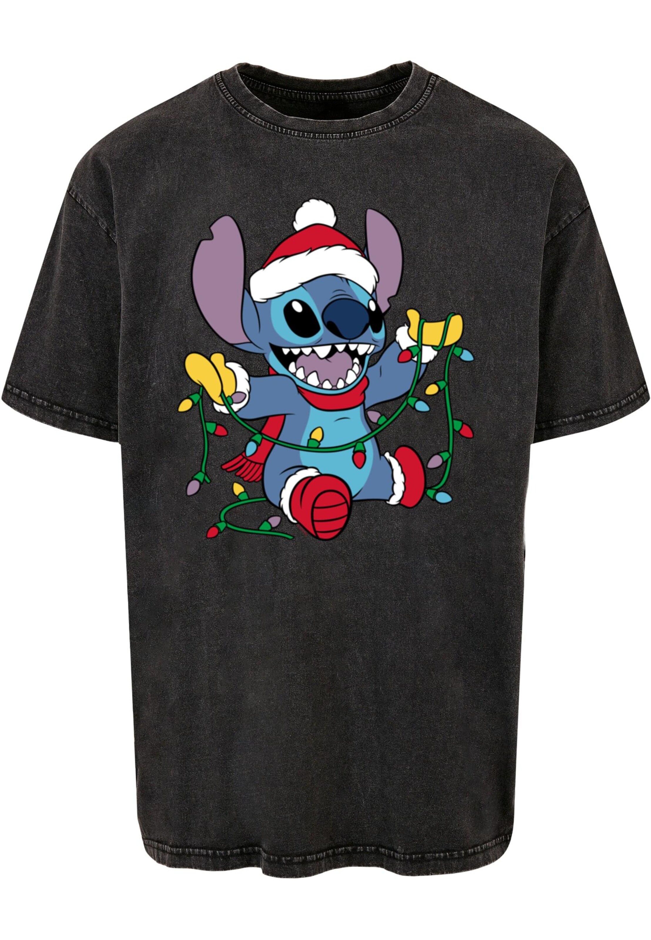 ABSOLUTE CULT Shirt 'Lilo And Stitch - Christmas' in Black: front