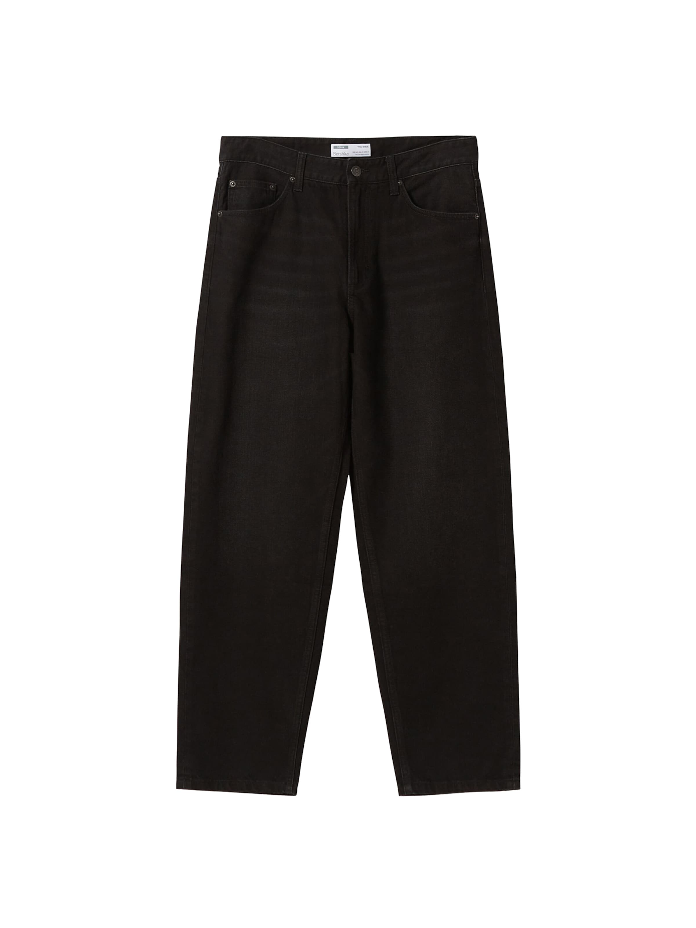 Bershka Wide Leg Farkut värissä musta: etupuoli