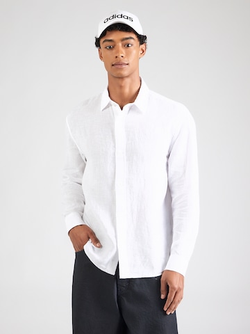 balta Abercrombie & Fitch Standartinis modelis Marškiniai: priekis