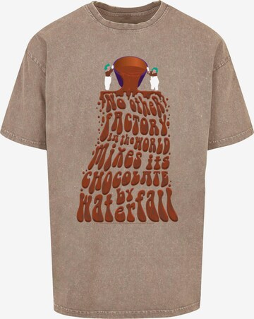 ABSOLUTE CULT T-Shirt 'Willy Wonka - Chocolate Waterfall' in Beige: predná strana
