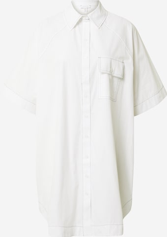 TOPSHOP - Vestido camisero en blanco: frente