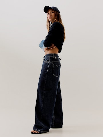 Wide Leg Jean Bershka en bleu