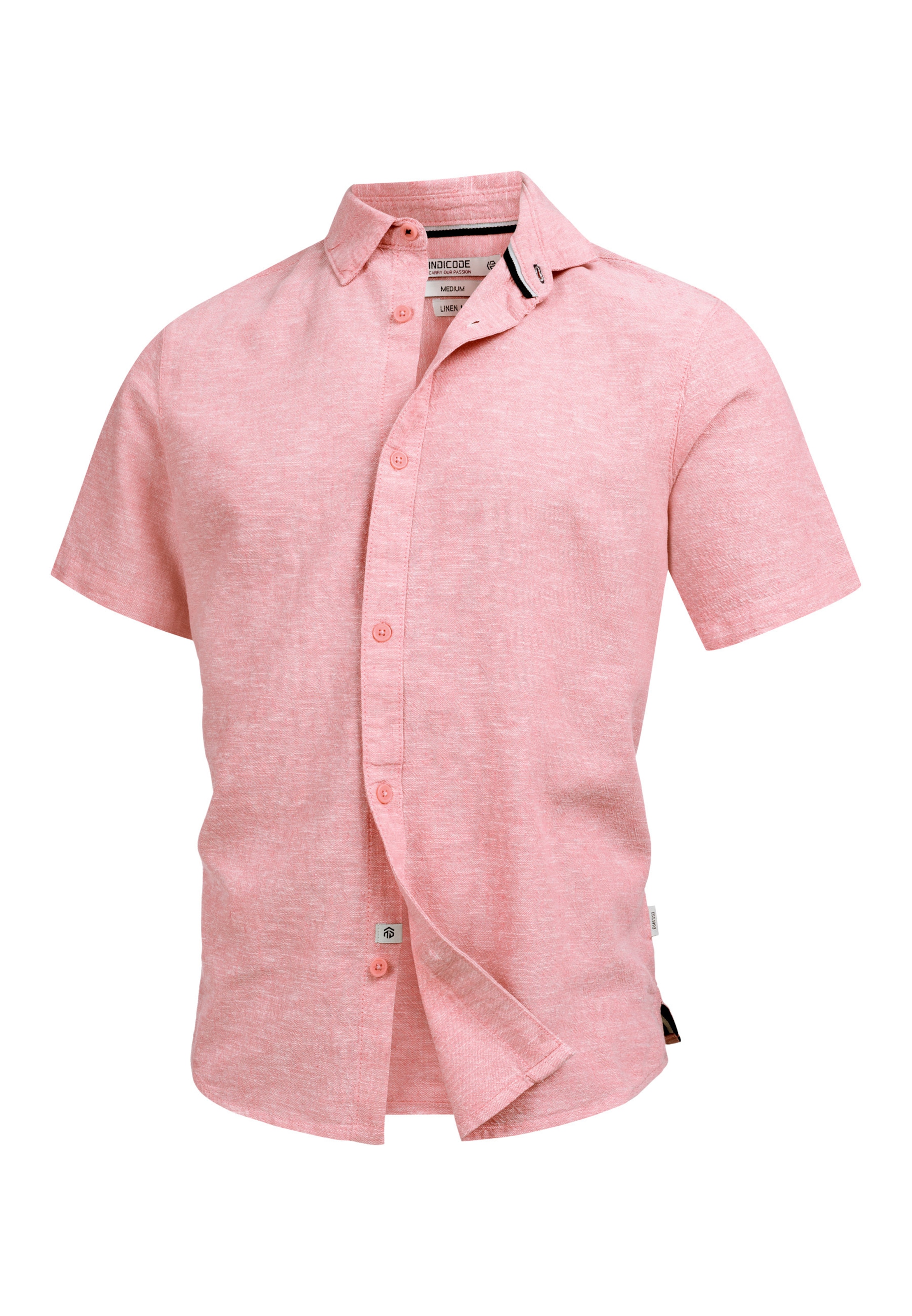 INDICODE JEANS Regular Fit Hemd ' Lino ' in Pink: Vorderseite