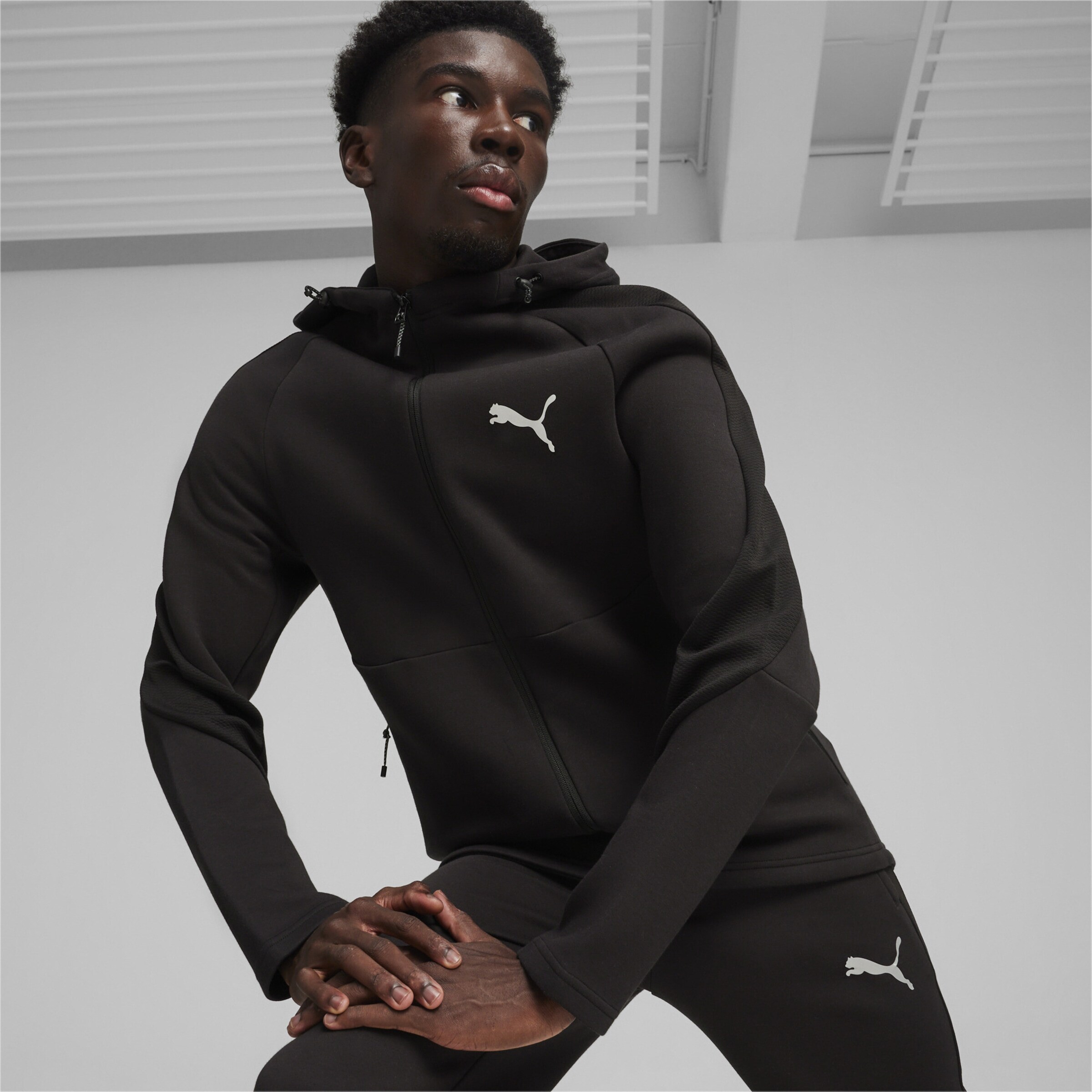 PUMA Athletic Zip Up Hoodie in Black ABOUT YOU