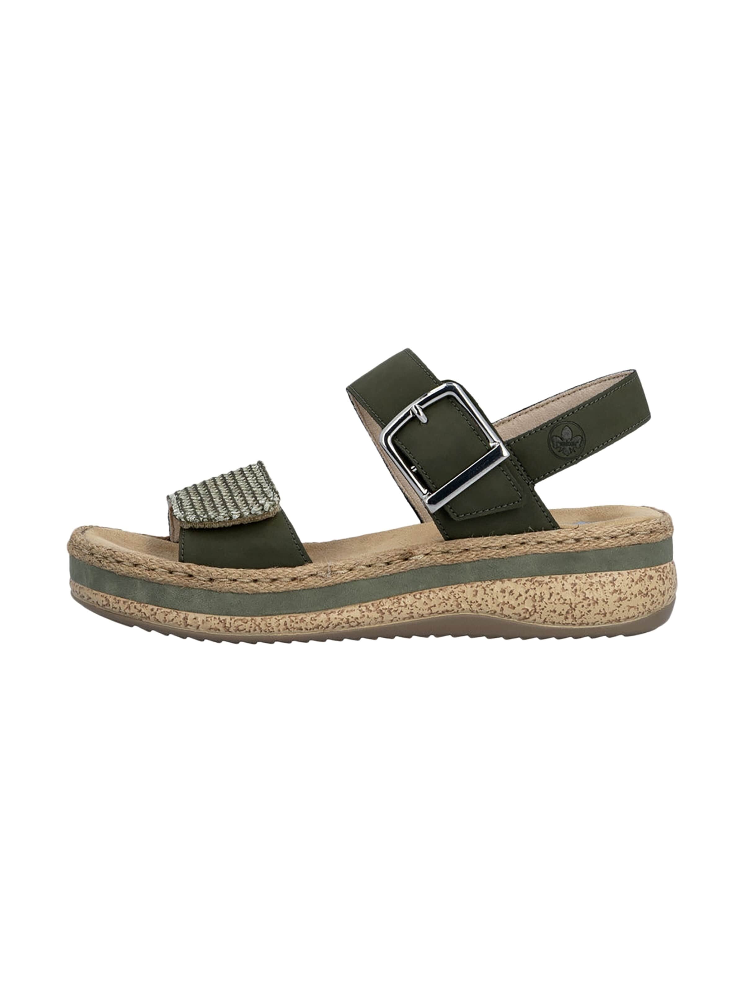 Rieker Sandały 'Rimo-Sandalen aus Leder mit Keilabsatz' w kolorze zielony: przód