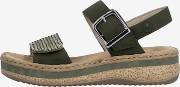 Rieker Sandały 'Rimo-Sandalen aus Leder mit Keilabsatz' w kolorze zielony: przód