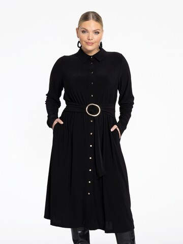 YOEK Shirt dress in Black: front