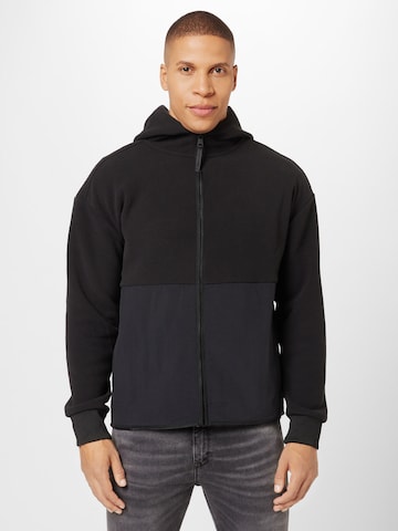 Calvin Klein Fleece jas in Zwart: voorkant