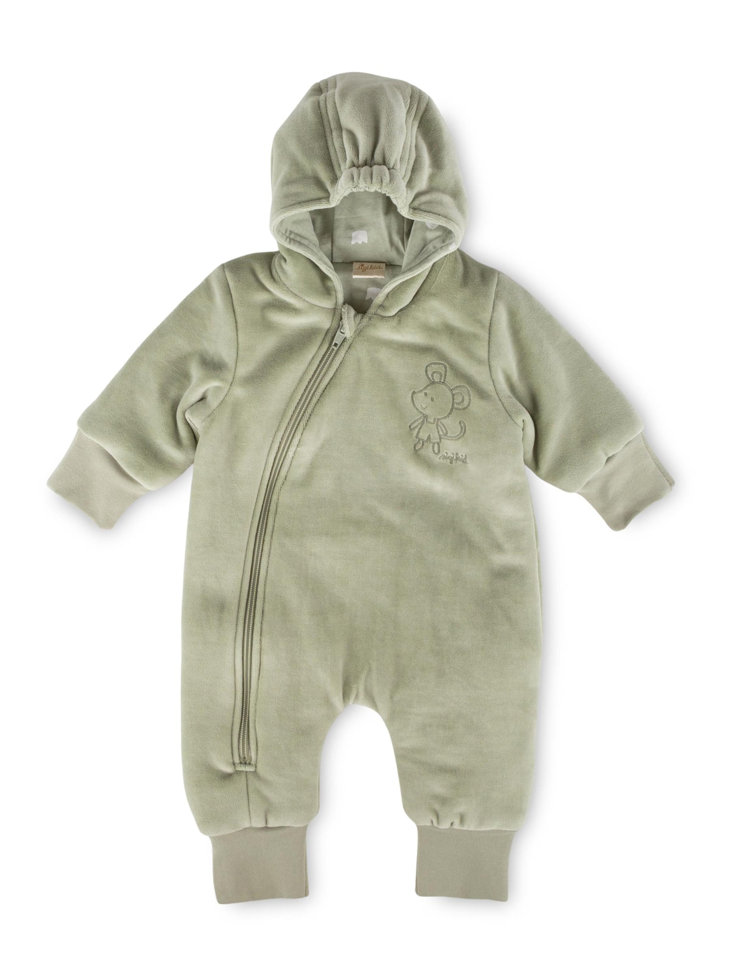 SIGIKID Dungarees 'Nickioverall wattiert Classic Baby' in Green: front