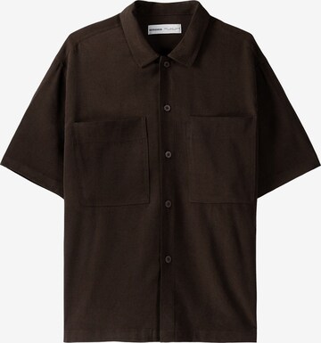 Bershka Button Up Shirt in Brown: front