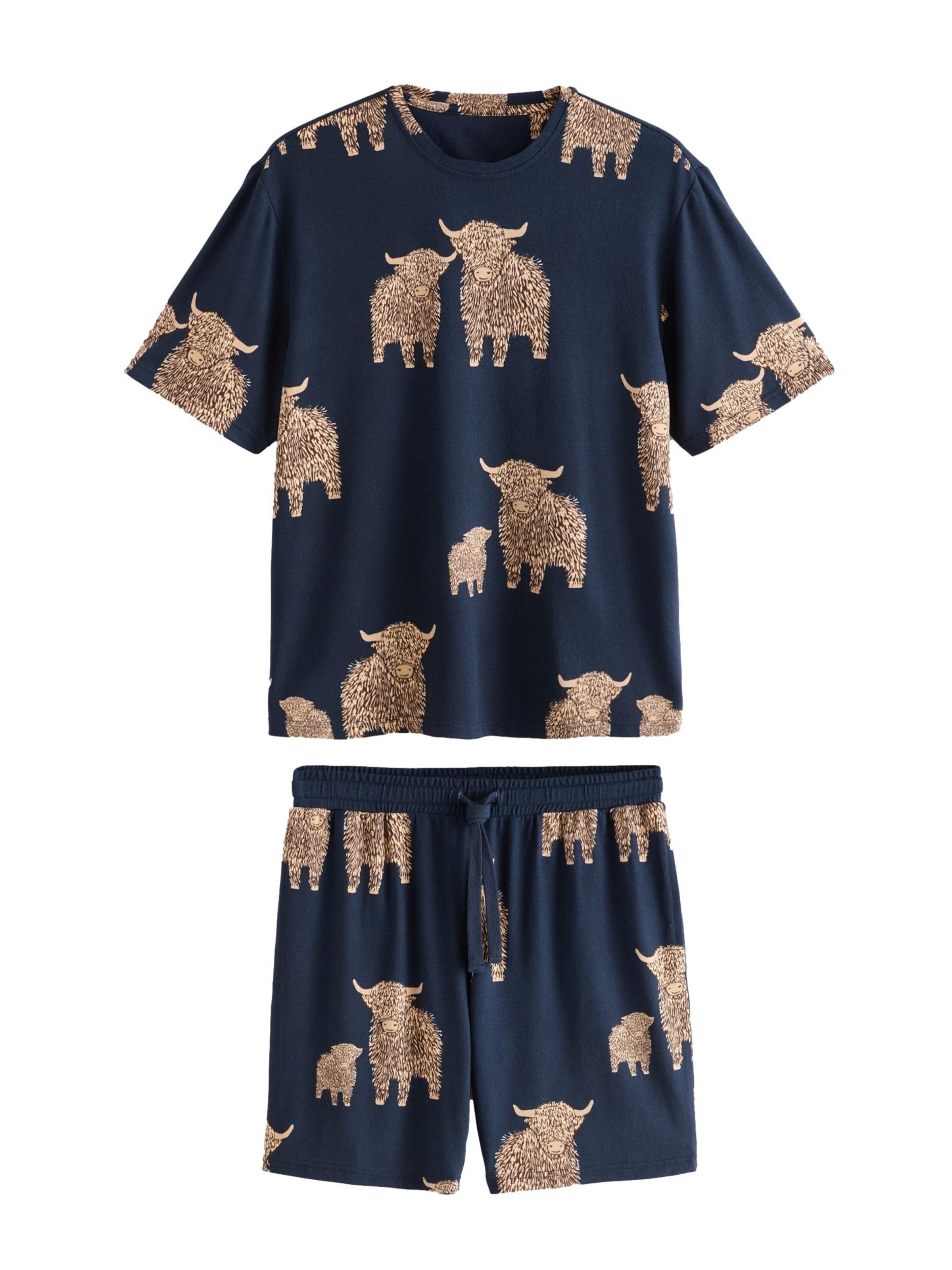 Pigiama corto 'Hamish The Highland Cow' di Next in blu: frontale