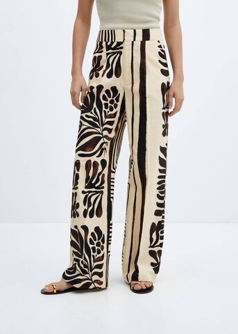 Wide Leg Pantalon 'Karina' MANGO en beige : devant