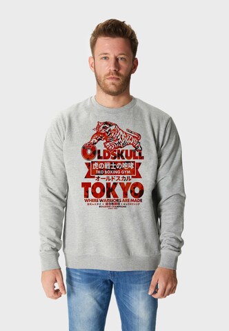 Oldskull Sweatshirt 'ASIAN TOKYO TIGER' in Grey: front