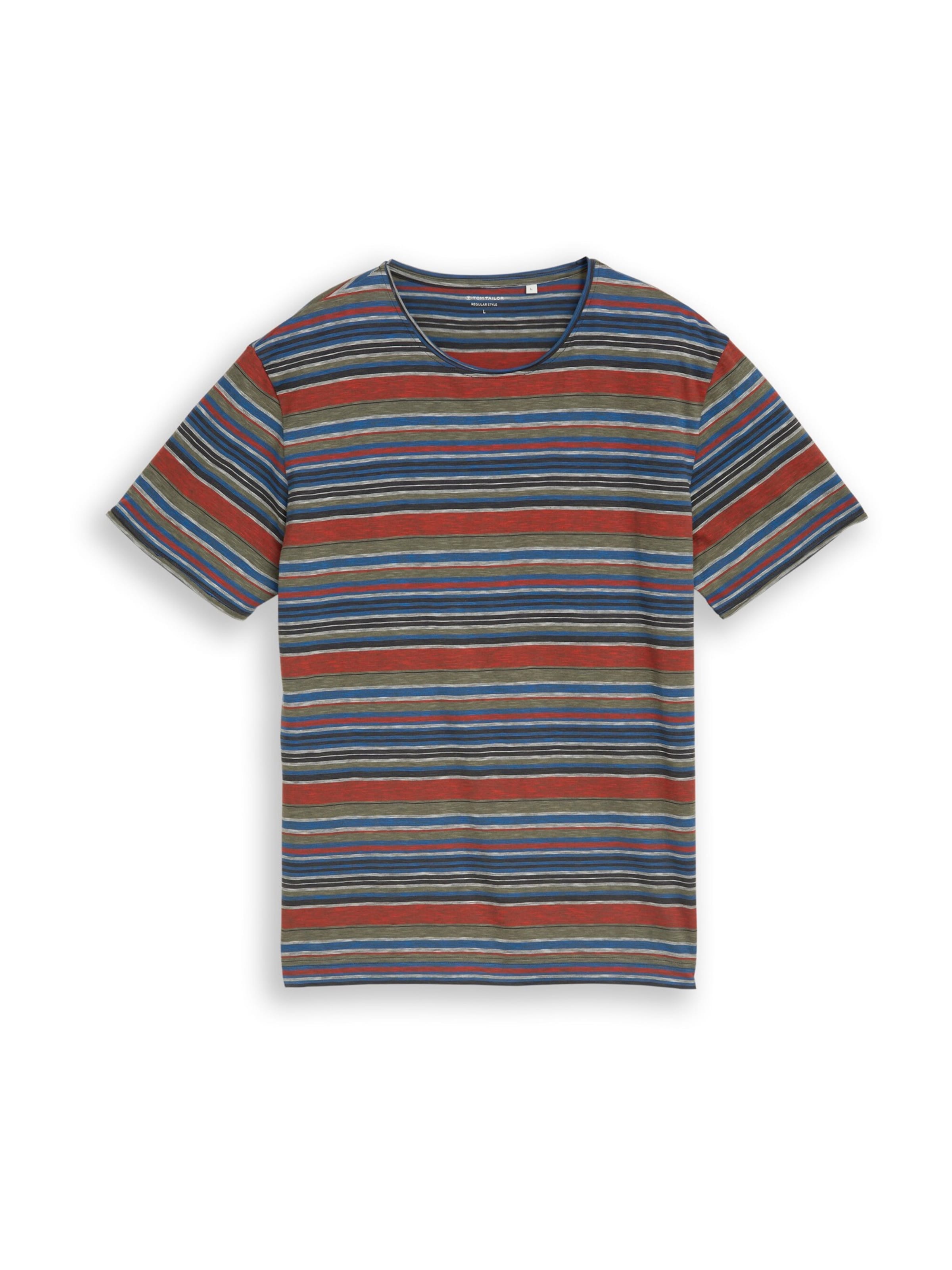 Tricou TOM TAILOR pe bleumarin / oliv / roșu ruginiu / negru, Vizualizare produs