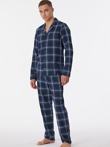 SCHIESSER Pyjama lang ' Warming Nightwear ' in Blauw: voorkant