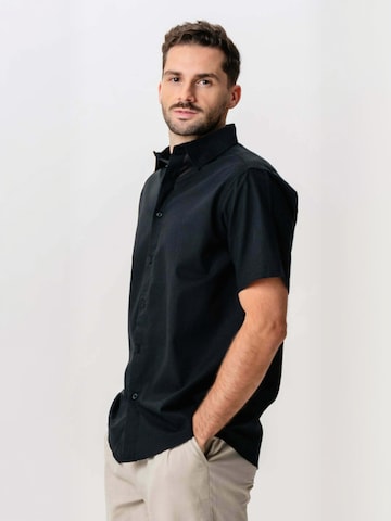 Coupe regular Chemise ' Linen Blend ' TEESHOPPEN en noir
