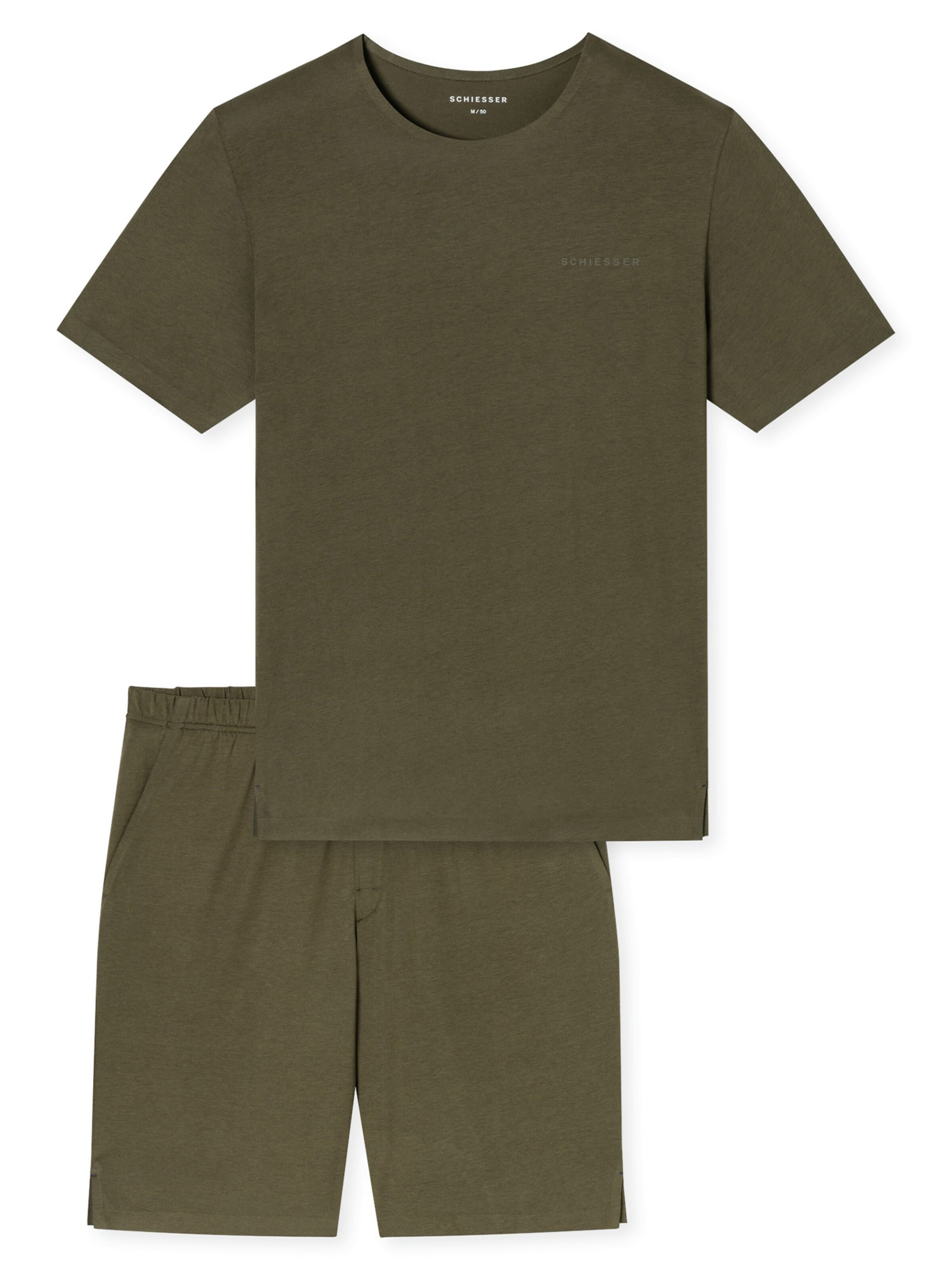 SCHIESSER Pyjama court 'Modern Bonded' en M en sapin, Vue avec produit