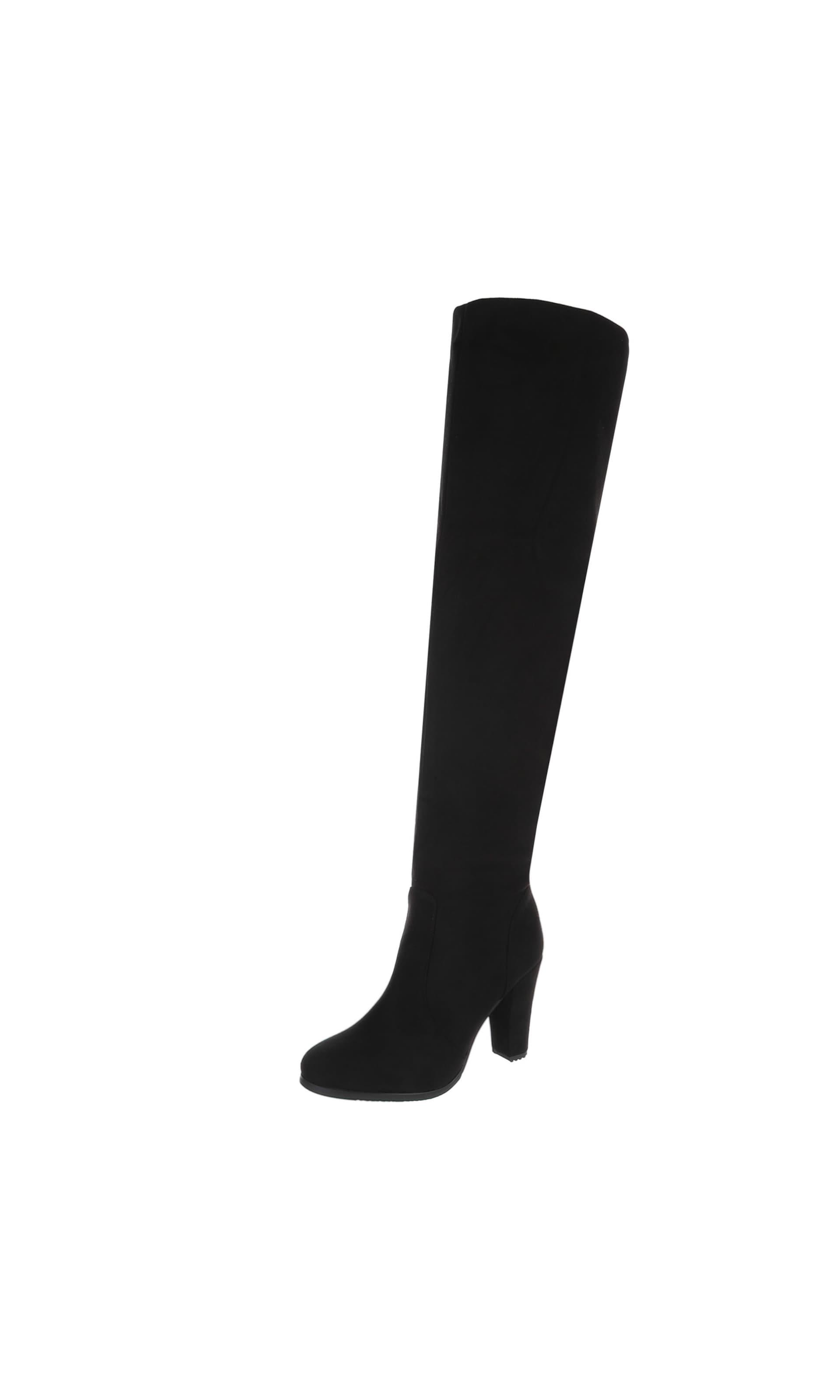 Ital-Design Overknees in Schwarz: Vorderseite