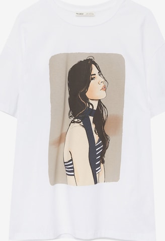 T-shirt Pull&Bear en blanc : devant