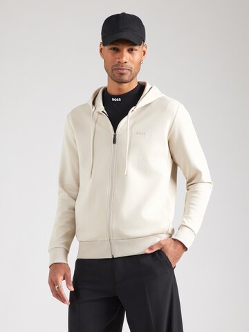 BOSS Zip-Up Hoodie 'Saggy' in Beige: front