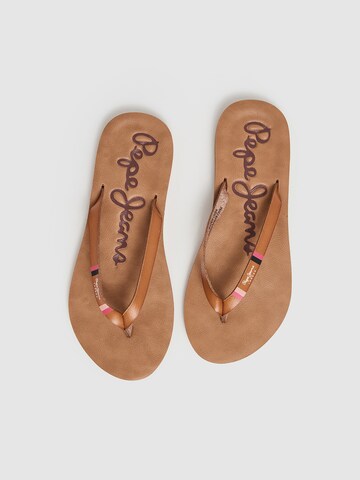 Pepe Jeans T-Bar Sandals ' JAVA PRINT ' in Brown