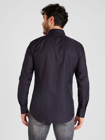 BOSS Black Slim fit Overhemd 'H-HANK' in Blauw