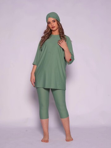 MYKINY BRAND High neck Swimsuit 'Majda semi-burkini Pistache Green' in Green