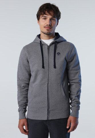 North Sails Zip-Up Hoodie in Grey: front