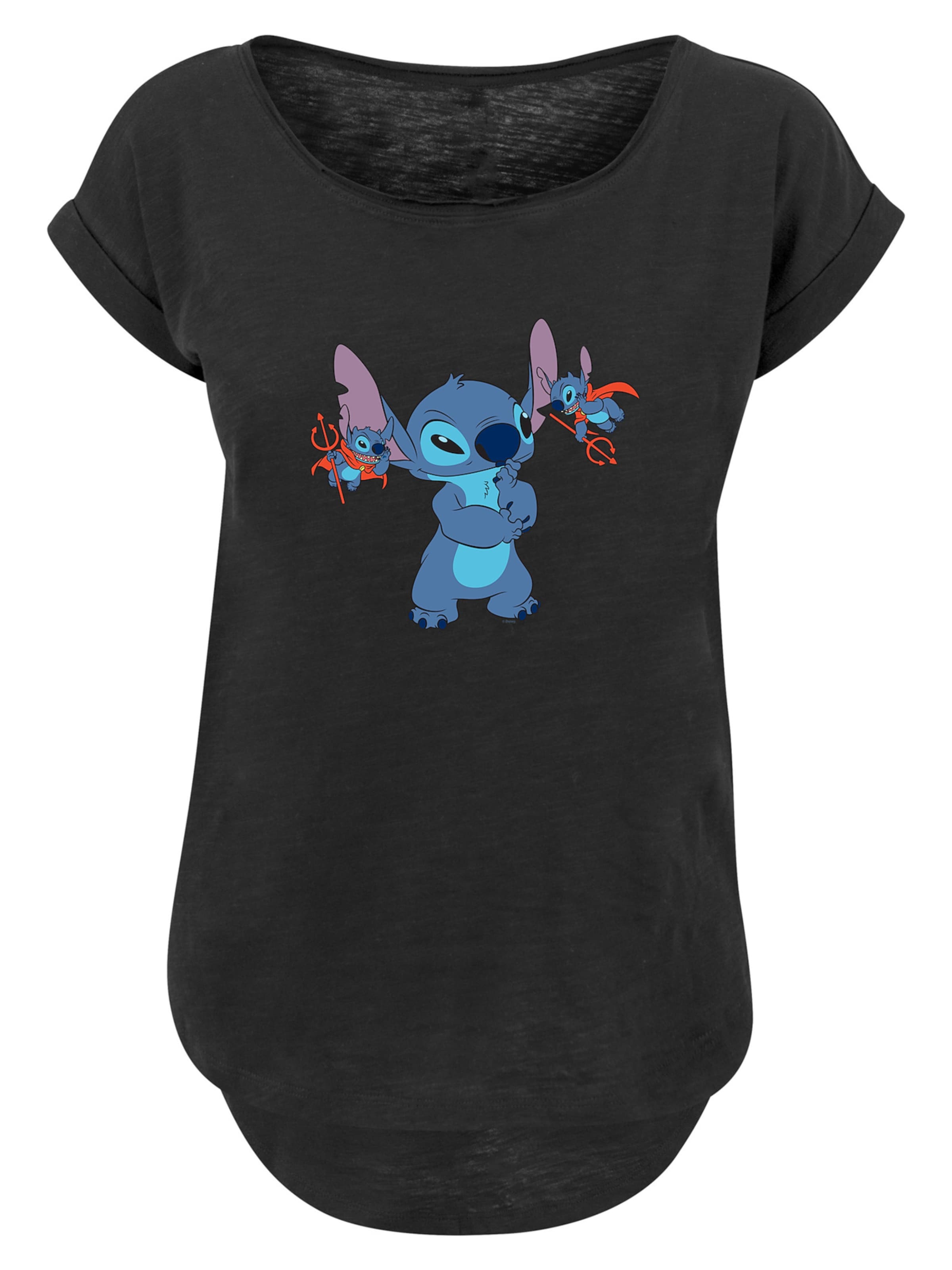 F4NT4STIC Shirt 'Disney Lilo And Stitch Little Devils' in Zwart: voorkant