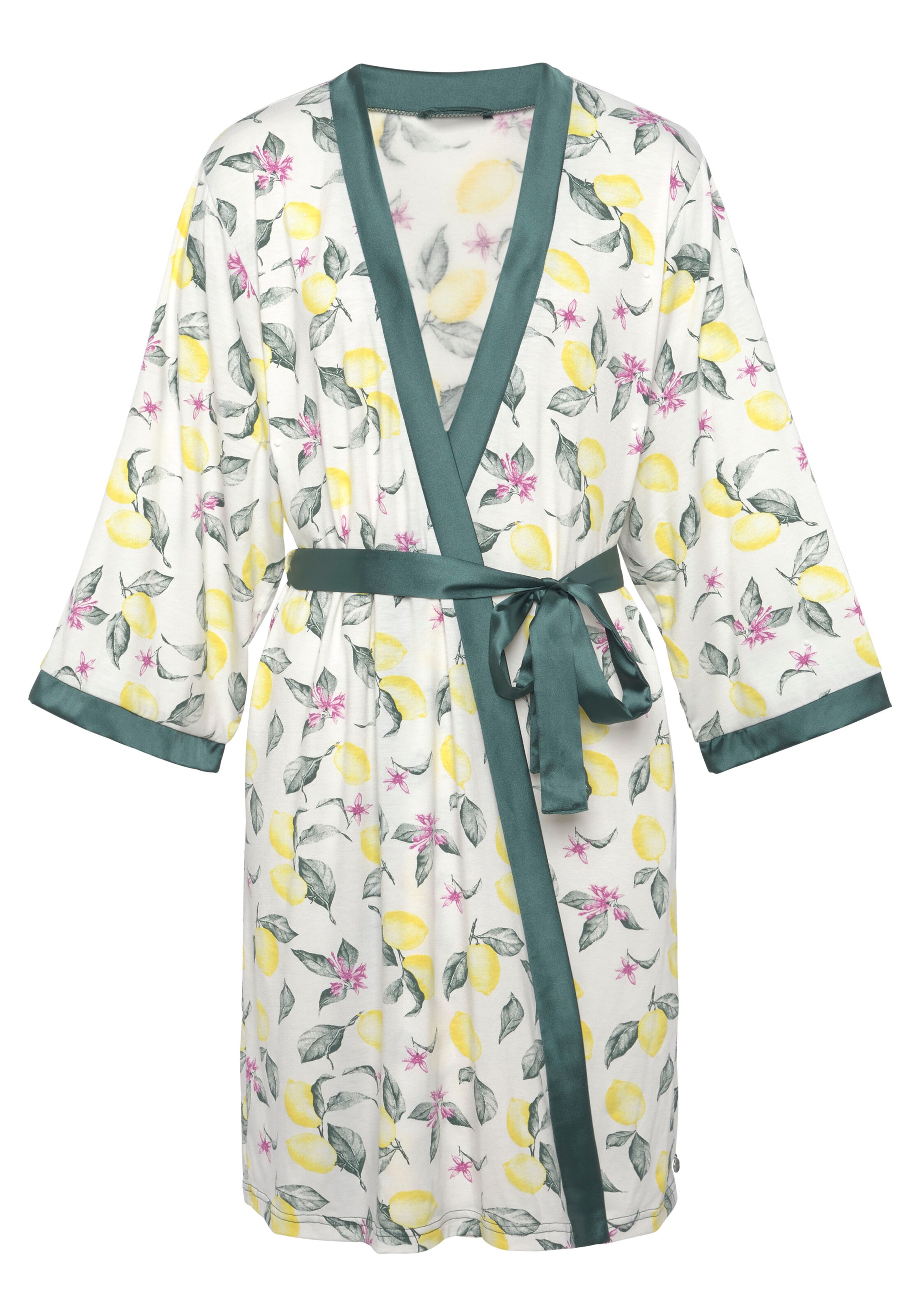 LASCANA Hommikumantel 'Summer Fruits', värv kollane: eest vaates