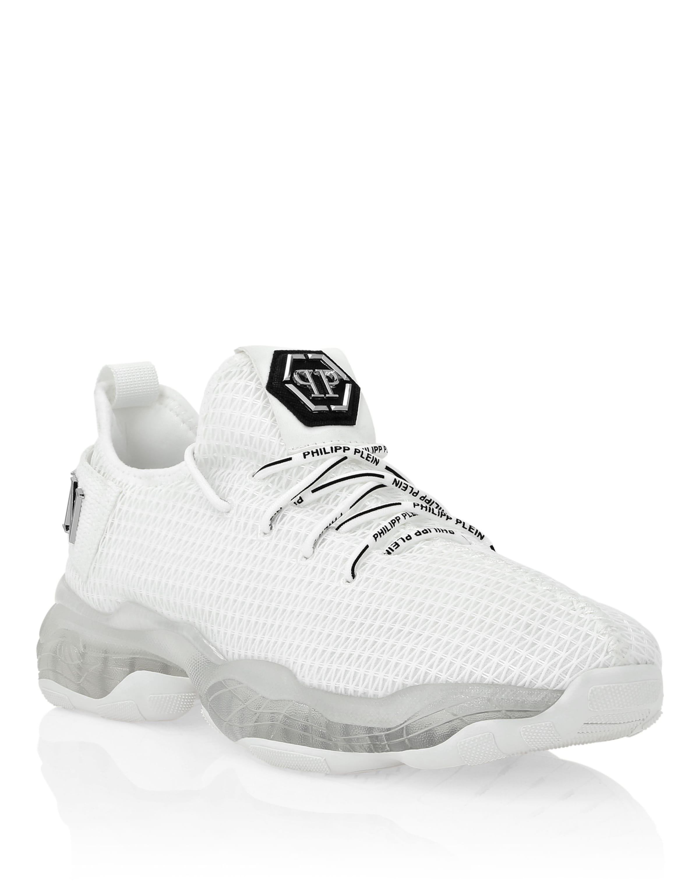 Philipp Plein - Sapatilhas baixas 'Hyper Shock' em branco: frente