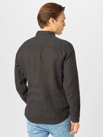 ESPRIT Regular fit Button Up Shirt 'Gmt Dye Lin' in Black