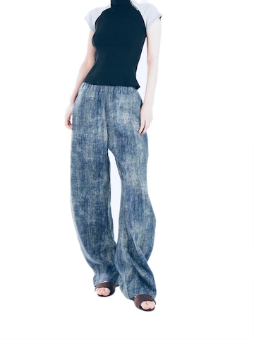 Regular Pantalon 'YOLIGEX Lockere Leinenhose Batik-Muster mit Gummibund' yoligex en bleu