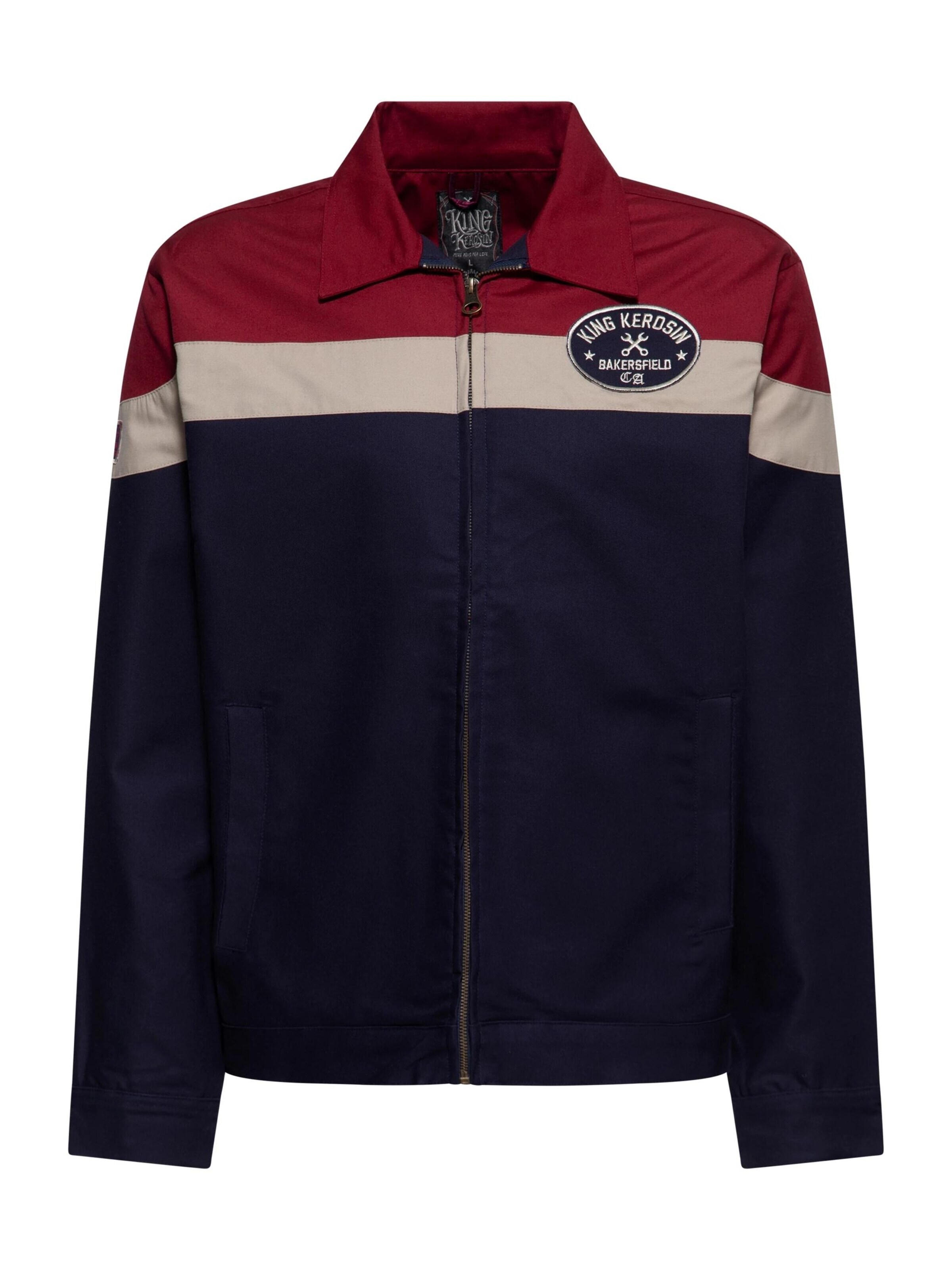 King Kerosin Between-Season Jacket 'Bakersfield' in Blue: front