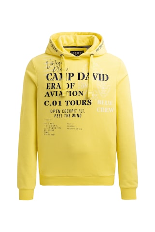 CAMP DAVID Hoodie mit Puffprint in Gelb: Vorderseite