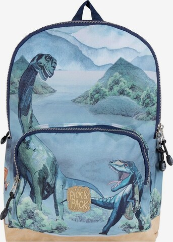 Pick & Pack Backpack 'All about dinos M' in Blue: front