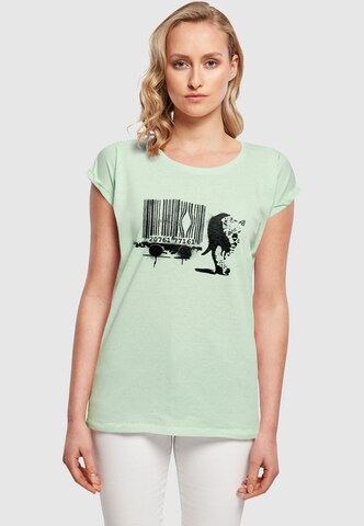 Merchcode Shirt 'Brandalised - Barcode Leopard' in Green: front