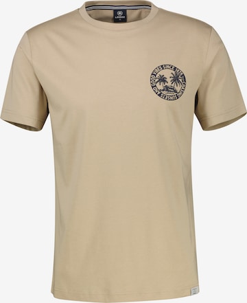 LERROS Lässiges, unifarbenes T-Shirt aus reiner Baumwolle mit Print in Beige: Vorderseite